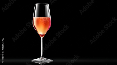 Obraz na płótnie Elegant Flute Glass with Sparkling Drink on Dark Background w salonie