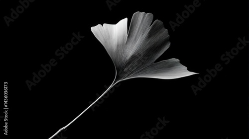 Obraz na płótnie Elegant Ginkgo Leaf in Black and White with Stunning Contrast w salonie