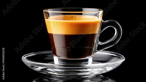 Obraz na płótnie Elegant Glass Coffee Cup with Espresso on Black Background w salonie