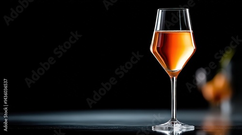 Obraz na płótnie Elegant glass of amber beverage with dark background and soft light w salonie