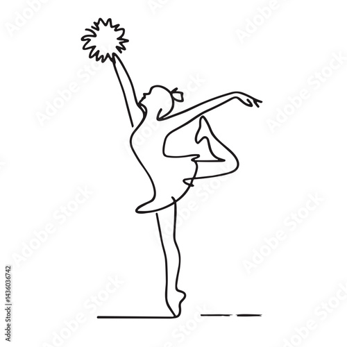 Cheerleader dancing with pom-poms
