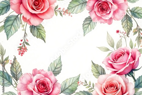 Delicate watercolor roses & leaves, repeating seamlessly , repeat, pattern, seamless