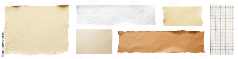 PNG Vintage paper textures collection, element set on transparent background