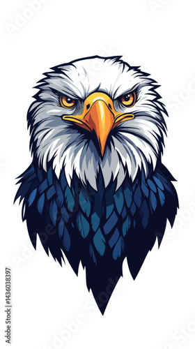 Fierce Eagle T-Shirt Mascot Logo Design, Minimalist Flat Vector Illustration
