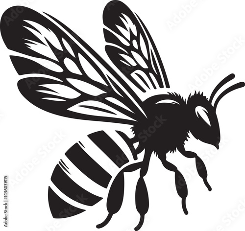 Bee cut black and withe silhouette vector