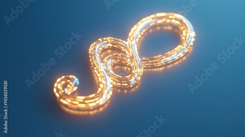 Wallpaper Mural Glowing, abstract symbol formed from intertwining, luminous strands on a dark blue reflective surface Torontodigital.ca