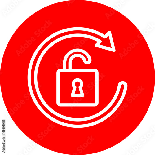 Rotation Unlocked Vector Line White Circle Red