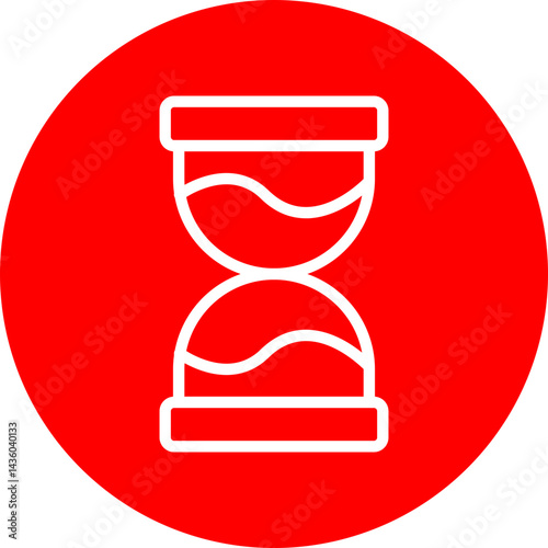 Hourglass Vector Line White Circle Red