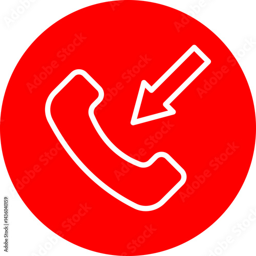 Incoming Vector Line White Circle Red