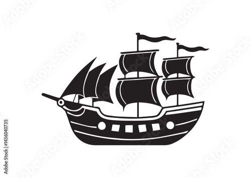 Pirate ship icon, Pirate ship silhouette vector design