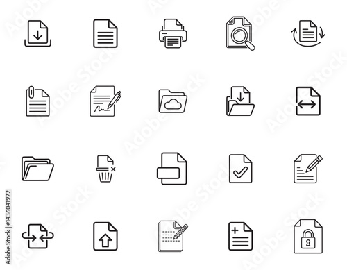 20 Document and File Management Icons set
