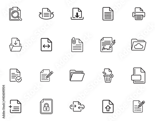 20 Document and File Management Icons set
