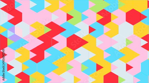Abstract colorful seamless geometric pattern polygon mosaic vector background illustration. Modern geometric abstract seamless pattern vector background. Colorful trendy low poly background design.