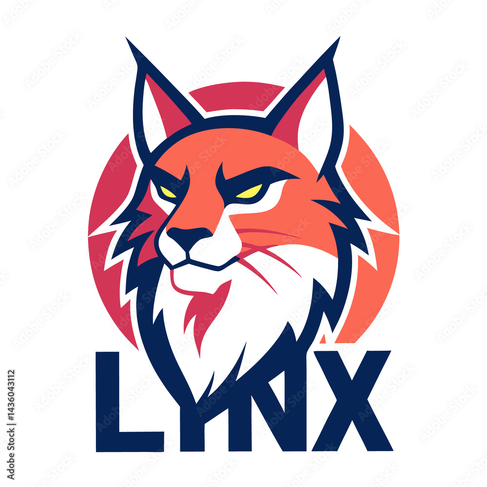 Obraz premium Retro Lynx mascot logo vector