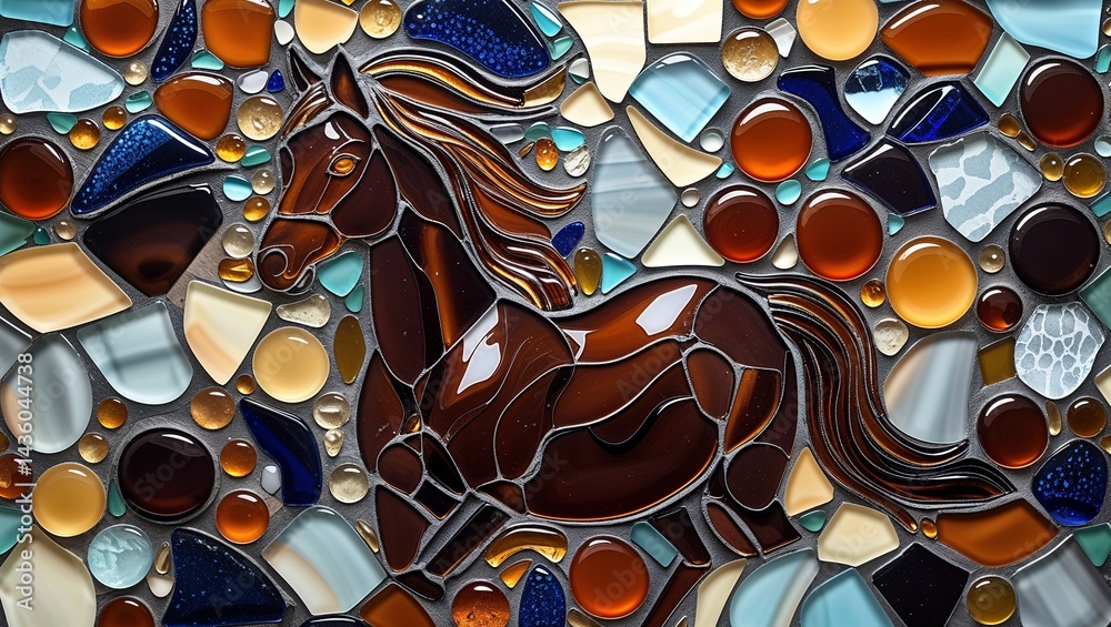 Horse chestnut brown glass mosaic abstract design pattern artwork