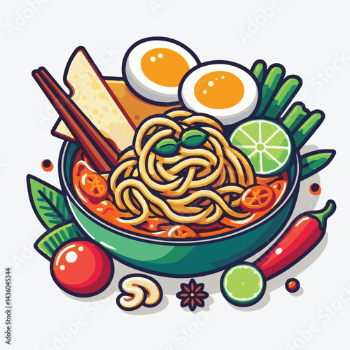 laksa, spicy, cuisine, food, asian, meal, delicious, dinner, bowl, soup, dish, traditional, lunch, shrimp, noodle, background, tasty, seafood, malaysian, cooking, healthy, fresh, cooked, noodles, ingr
