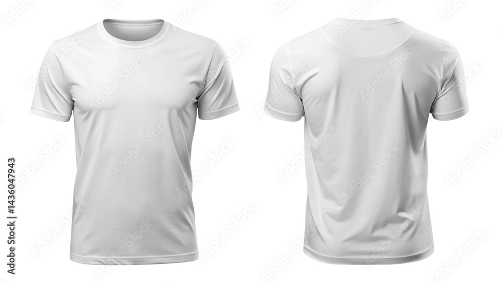 Template for a plain white t-shirt mockup, featuring front and back views on a transparent background
Template for a plain white t-shirt mockup, featuring front and back views on a transparent background