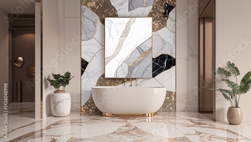 Minimalism marble mosaic abstract design pattern artwork