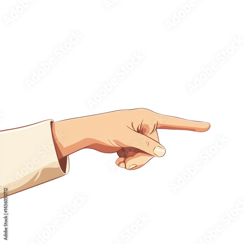 Illustration of a hand pointing with a finger, isolated against a plain backdrop photo