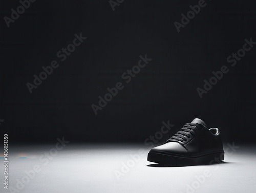 Dark, studio shot of a sneaker