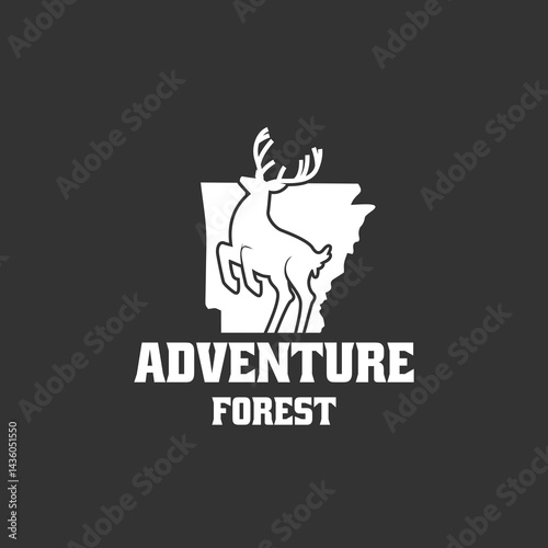 adventure forest logo. kijang logo with plantation and forest. adventure forest emblem. vintage adventure forest logo.