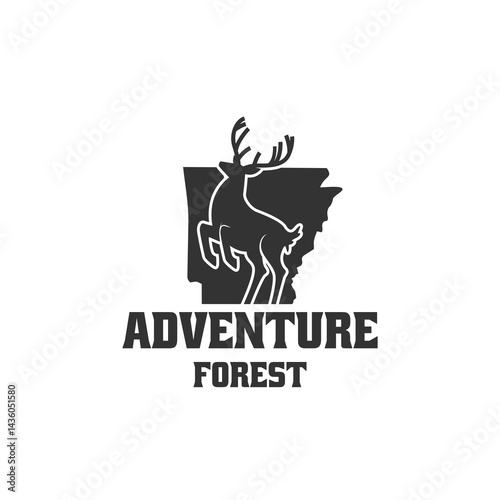 adventure forest logo. kijang logo with plantation and forest. adventure forest emblem. vintage adventure forest logo.