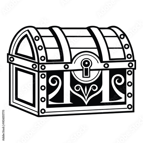 Elegant Treasure Chest Silhouette in Vintage Design Style