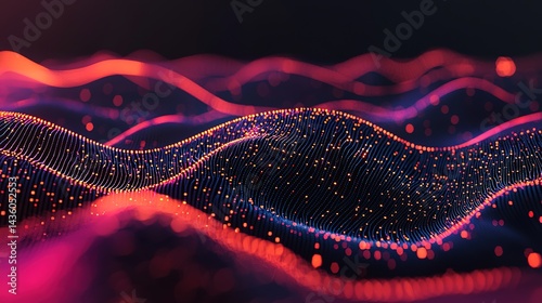 Abstract technology background with circuits and waves digital art futuristic environment gigapixel scale