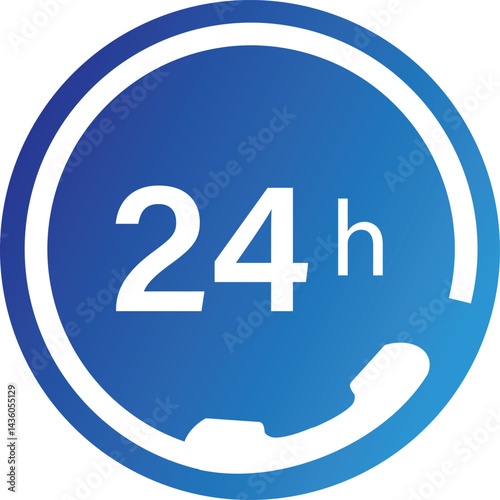 24 hours vector icon . isolated, transparent. 4-7 service. 24-7 open concept with call icon sign vector,

