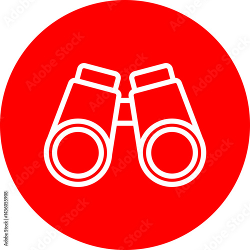 Binoculars Vector Line White Circle Red