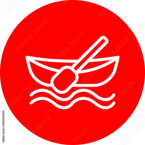 Canoe Vector Line White Circle Red