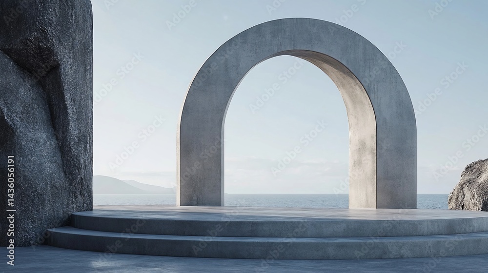 Fototapeta premium Coastal Concrete Archway Platform Sunrise
