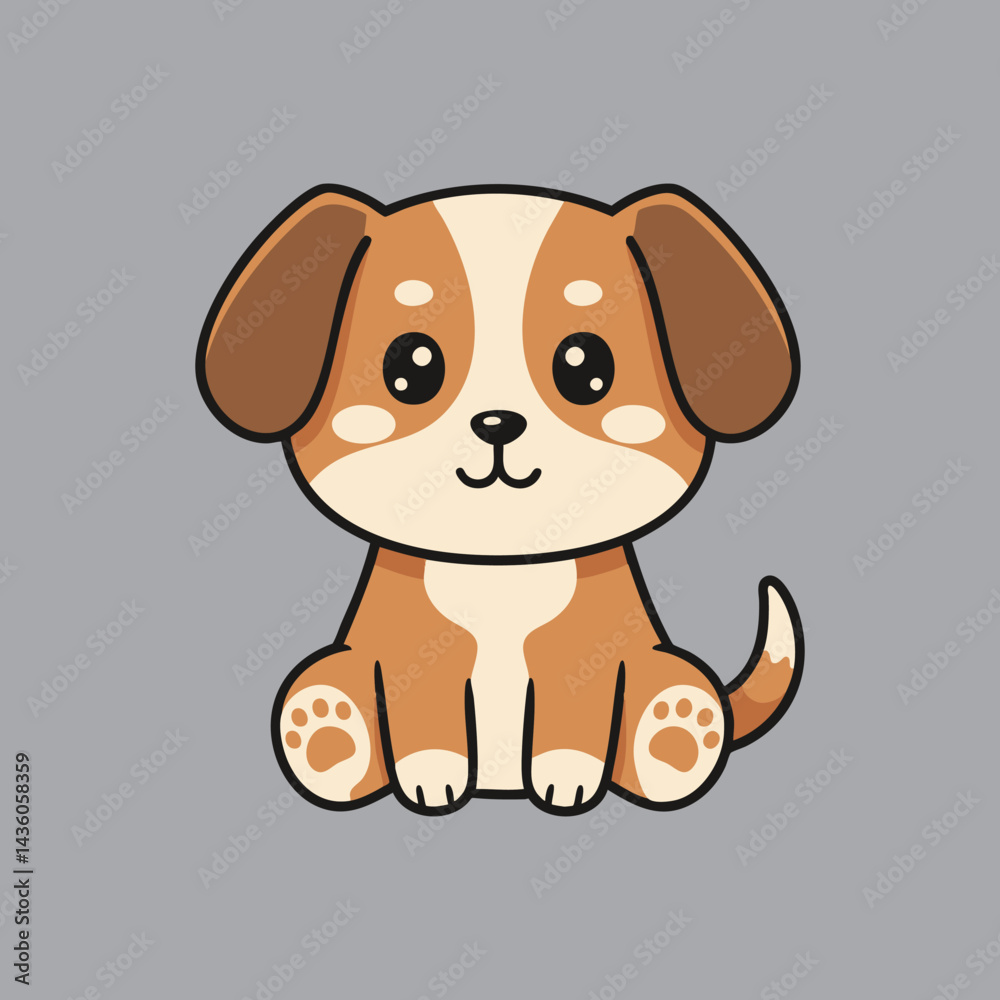 Fototapeta premium Kawaii Puppy Illustration Happy Dog Clipart for Kids and Pet Branding