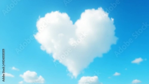 Heart-Shaped Cloud in a Bright Blue Sky with Fluffy White Clouds