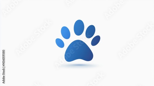 Abstract Blue Paw Print Illustration with Smooth Curvature for Pet Industry and Animal Care Design Projects