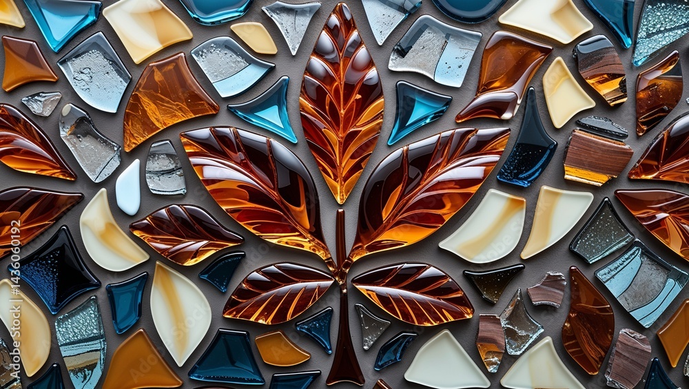 Tobacco leaf tobacco brown glass mosaic abstract design pattern artwork