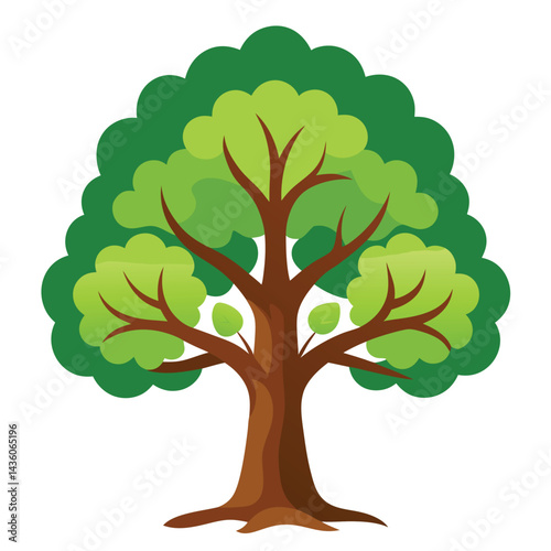 Oak trees set icon on white background