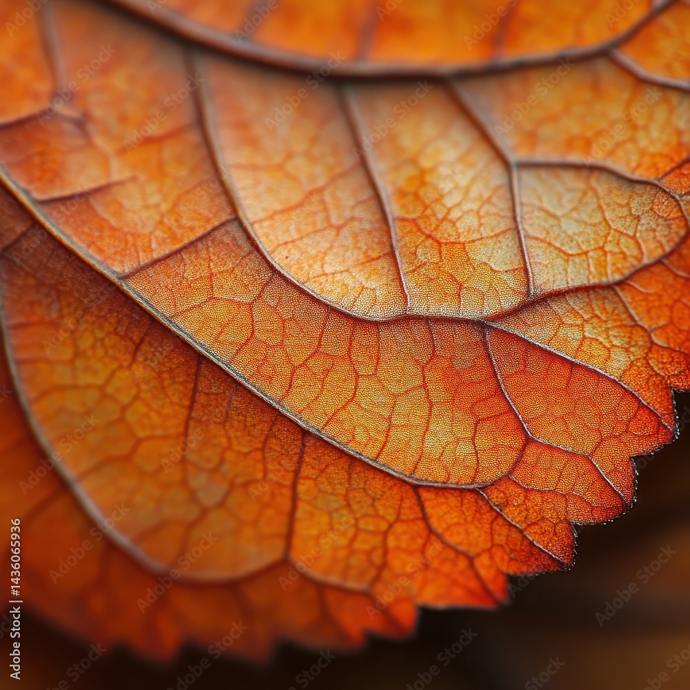 Fototapeta premium Close-Up of Bright Orange Leaves with Detailed Textures and Patterns