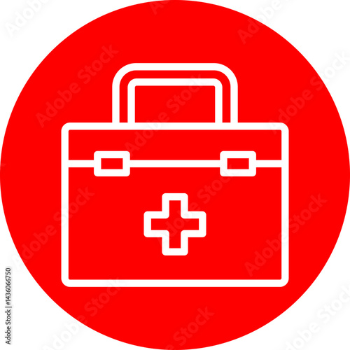 First Aid Kit Vector Line White Circle Red