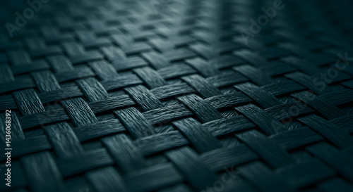 Deep Teal Woven Pattern Creates a Textured, Intricate Surface