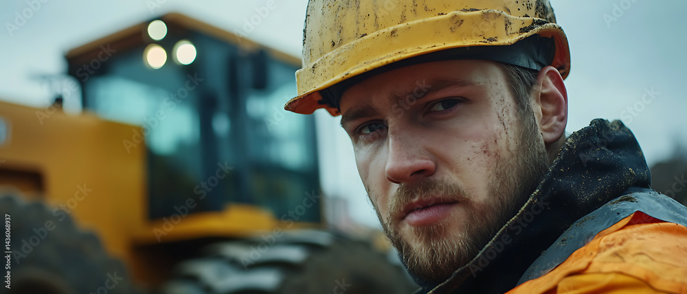 Construction Worker in Hard Hat and Safety Gear Construction Worker in Hard Hat and Safety Gear