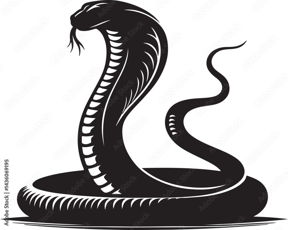 Fototapeta premium Cobra cute silhouette black vector