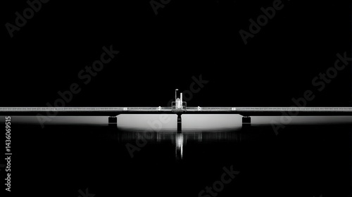 Minimalist Bridge Design in Monochrome with Water Reflection