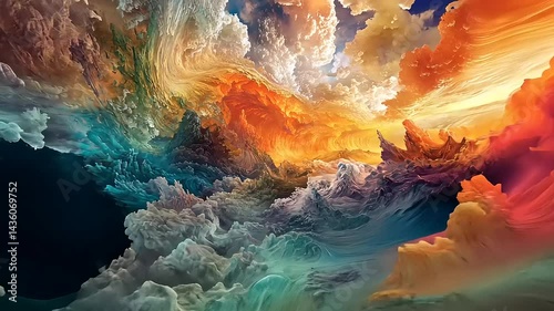 Wallpaper Mural Spectacular Celestial Vista: A Vibrant Landscape of Clouds and Radiant Skies Torontodigital.ca