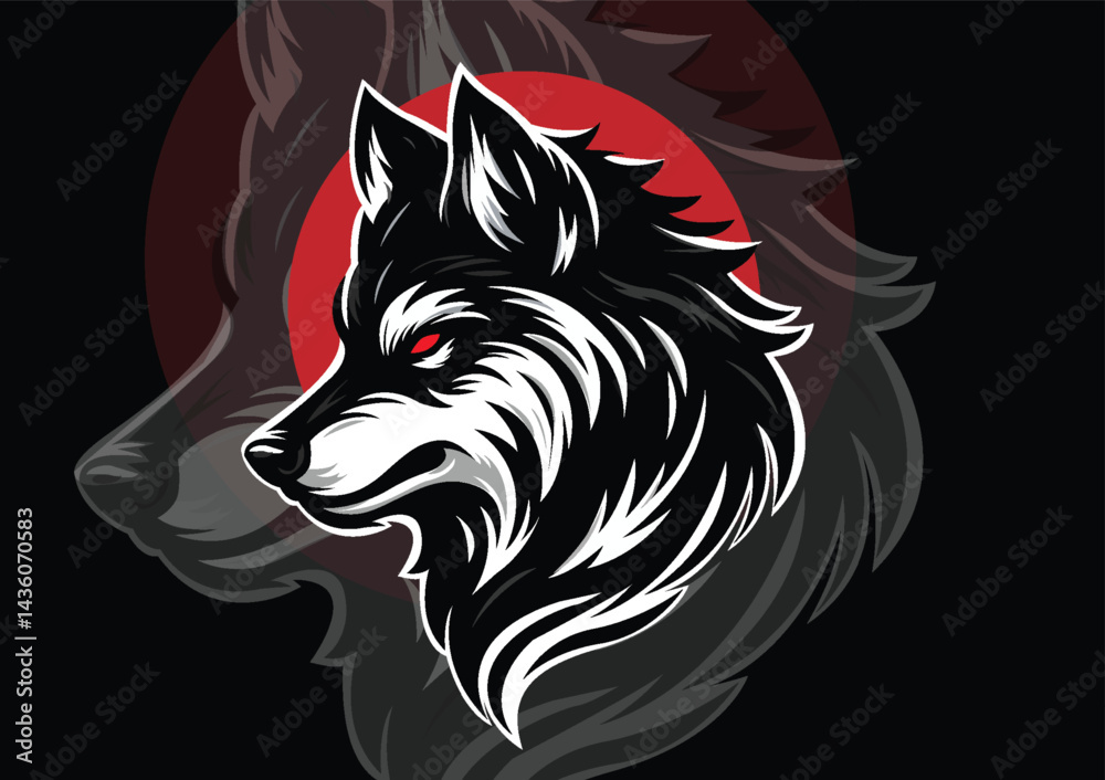 Fototapeta premium Dire Wolf Side Head Silhouette Vector