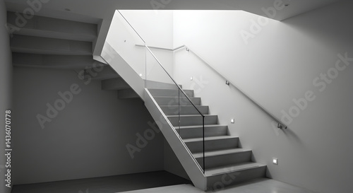 Minimalist Staircase Design With Glass Railing And Natural Light Interior