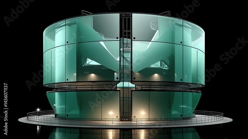 Modern Architectural Structure with Glass Facade and Unique Design