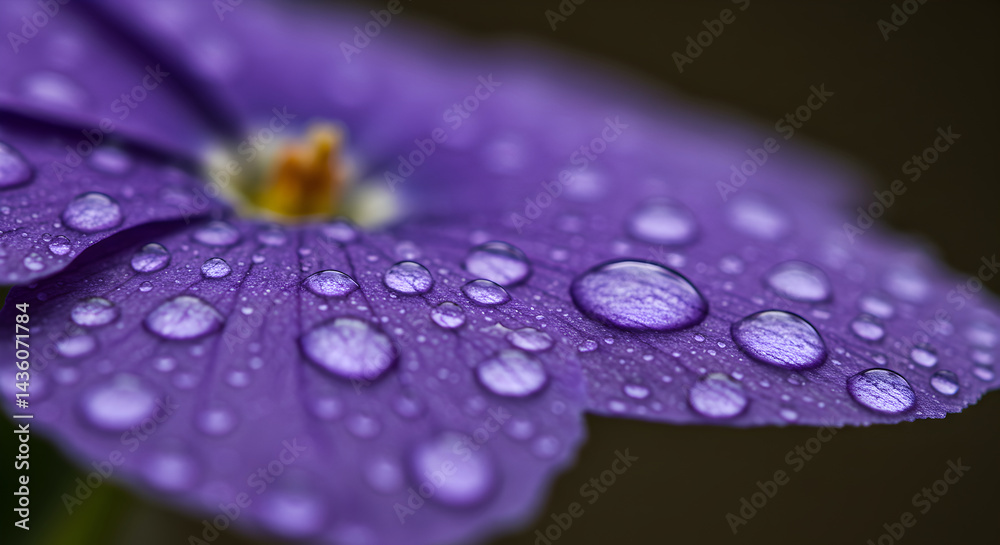 Elegant Purple Flower Petal Adorned with Sparkling Water Droplets Macro Elegant Purple Flower Petal Adorned with Sparkling Water Droplets Macro