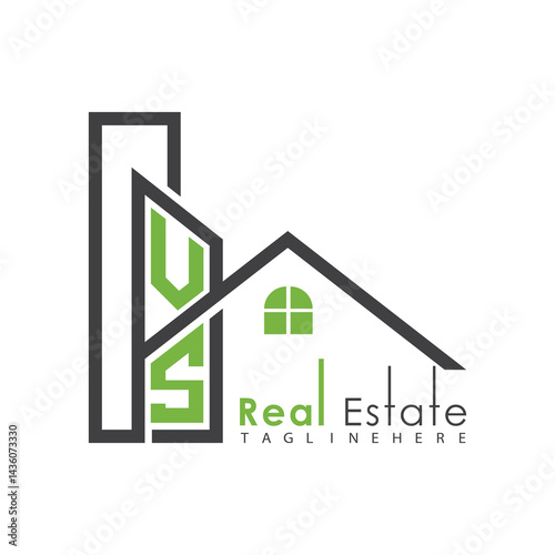 initial monogram logo for real estate with Home and Building shape creative design.