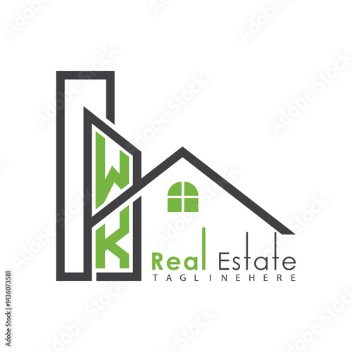 initial monogram logo for real estate with Home and Building shape creative design.